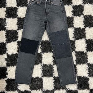 Gray and Black Patchwork Jeans